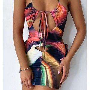 Worst Behaviour Mini Dress Digital Blur Print
